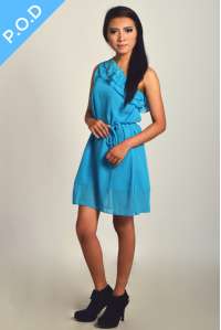 Cyan One Shoulder Dress